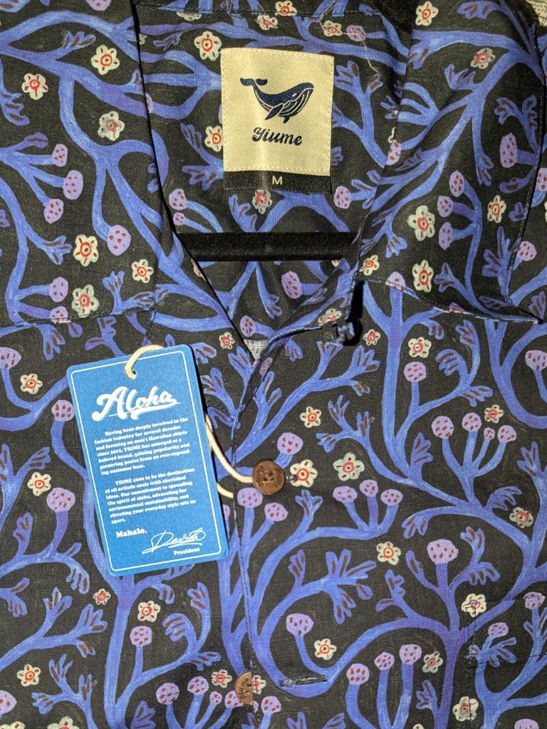 Nwt Yiume Men's Short Sleeve Black/Purple Cotton Hawaiin Shirt Size M — image 3 of 4